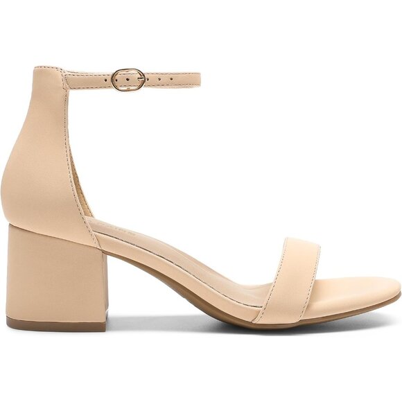 Dream Pairs Women's Nude Nubuck Chunky Block Heel Ankle Strap Sandals Shoes - Picture 2 of 8